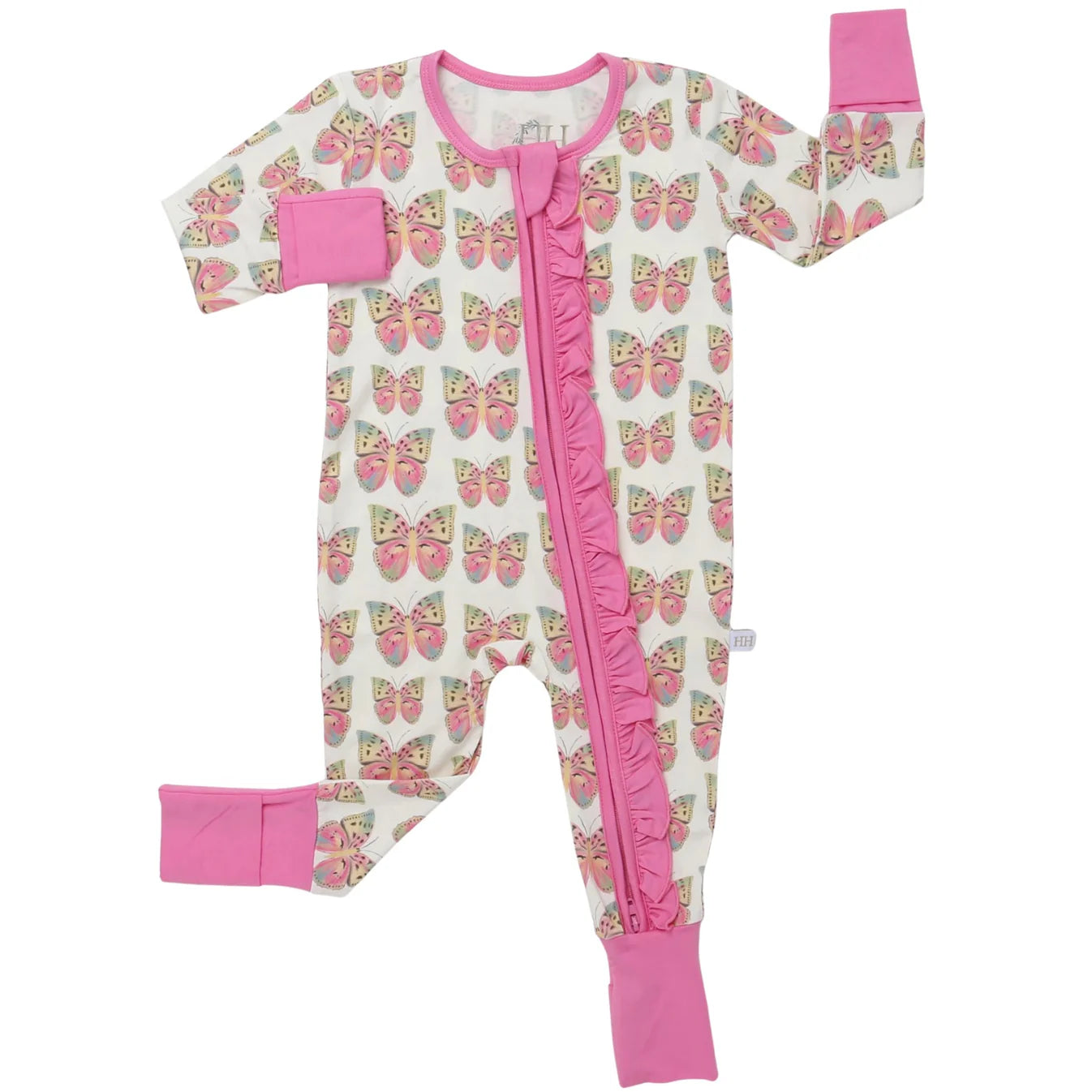 Girls Butterfly Double Zipper Romper