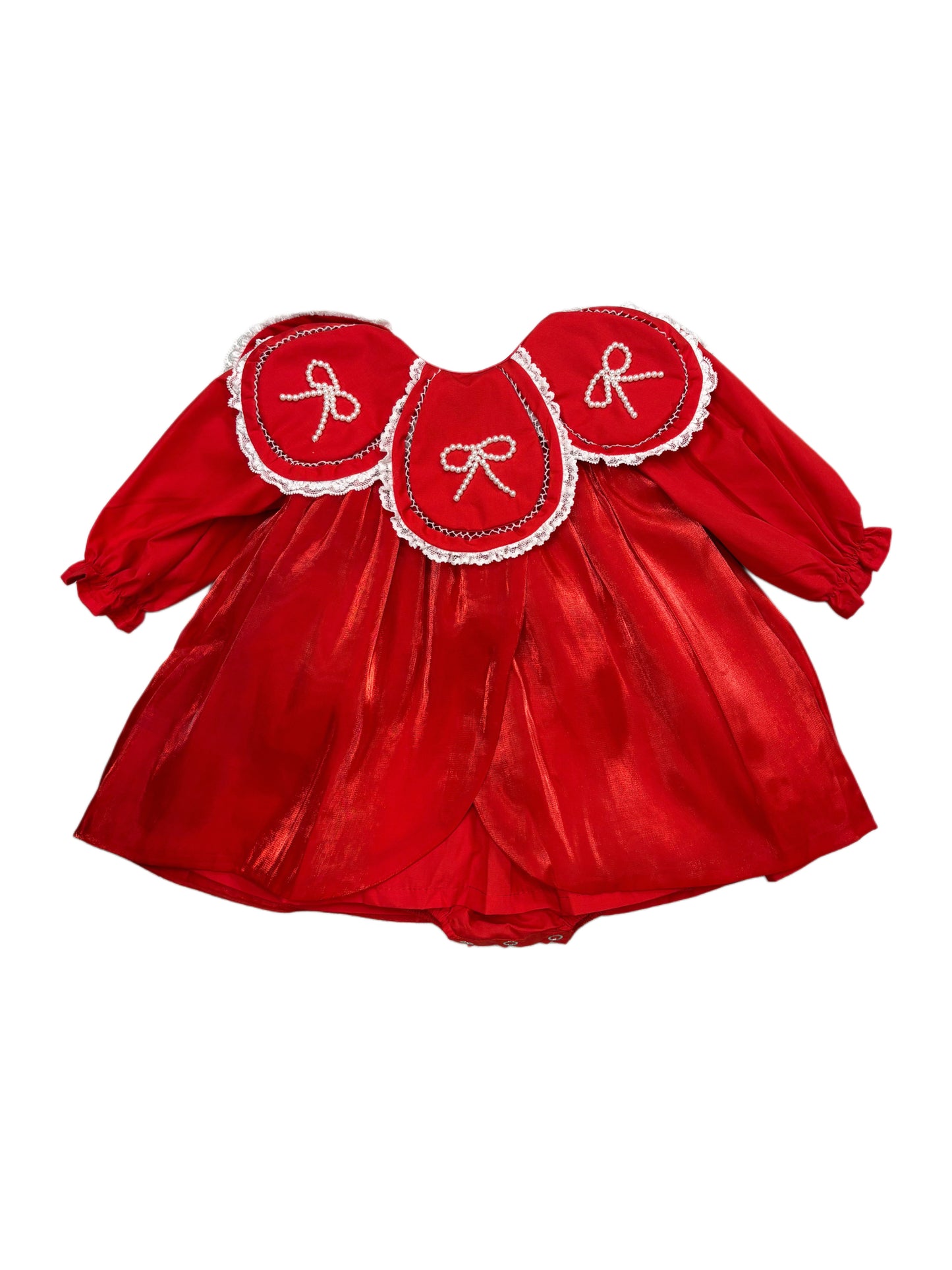 Christmas Petal Skirted Bubble & Bloomer Set