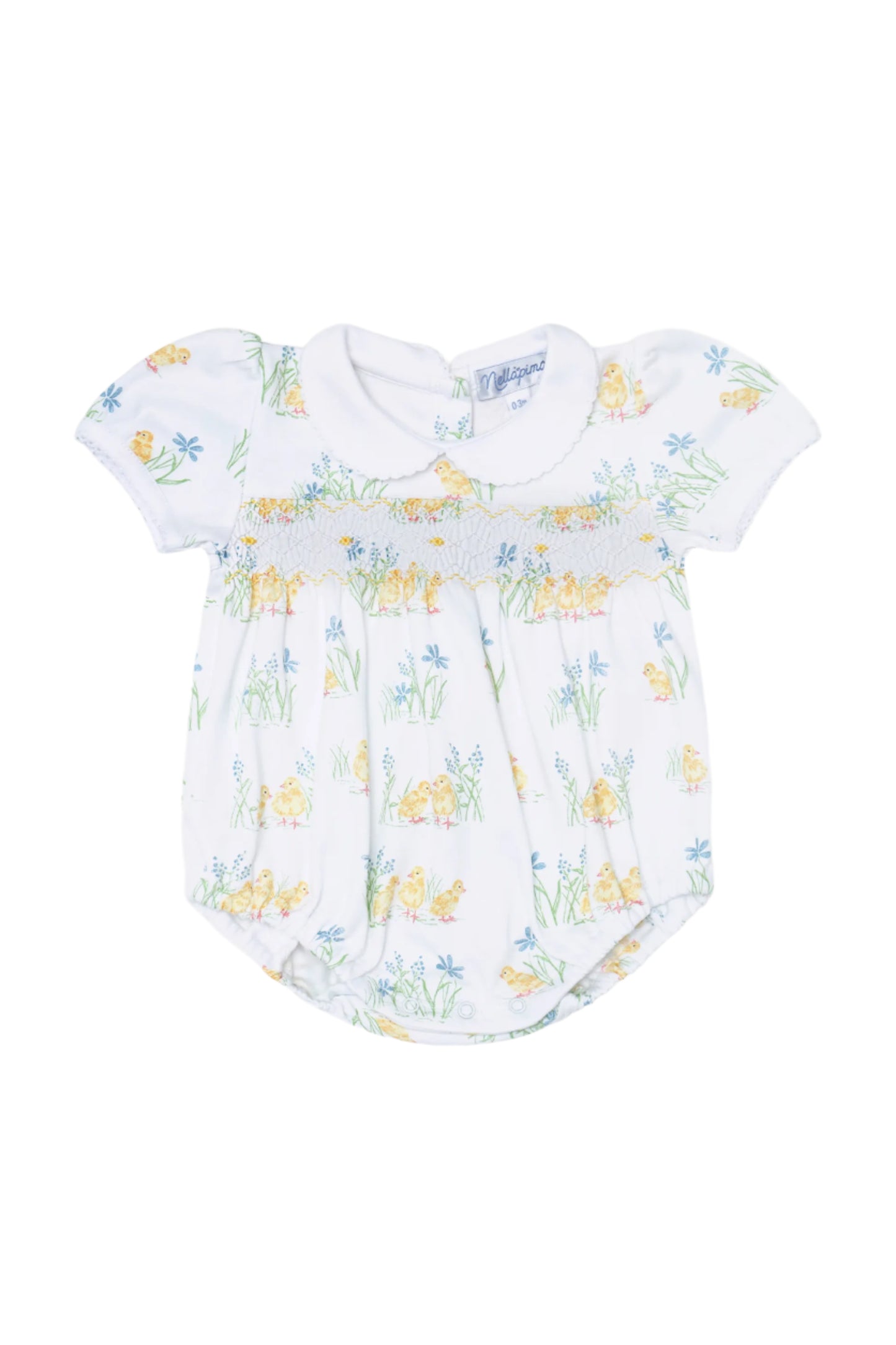 Chicks Print Smocked Bubble