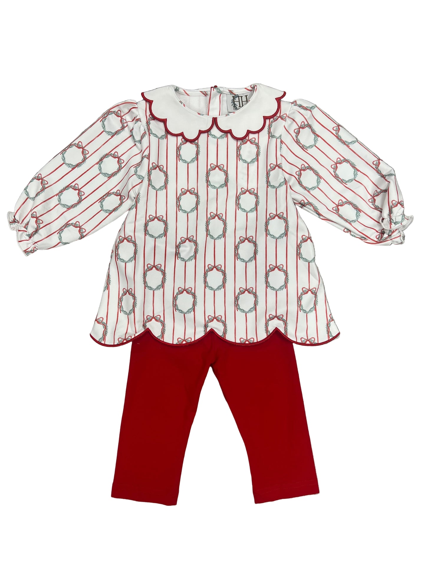 Red Wreath Top and Pants Set