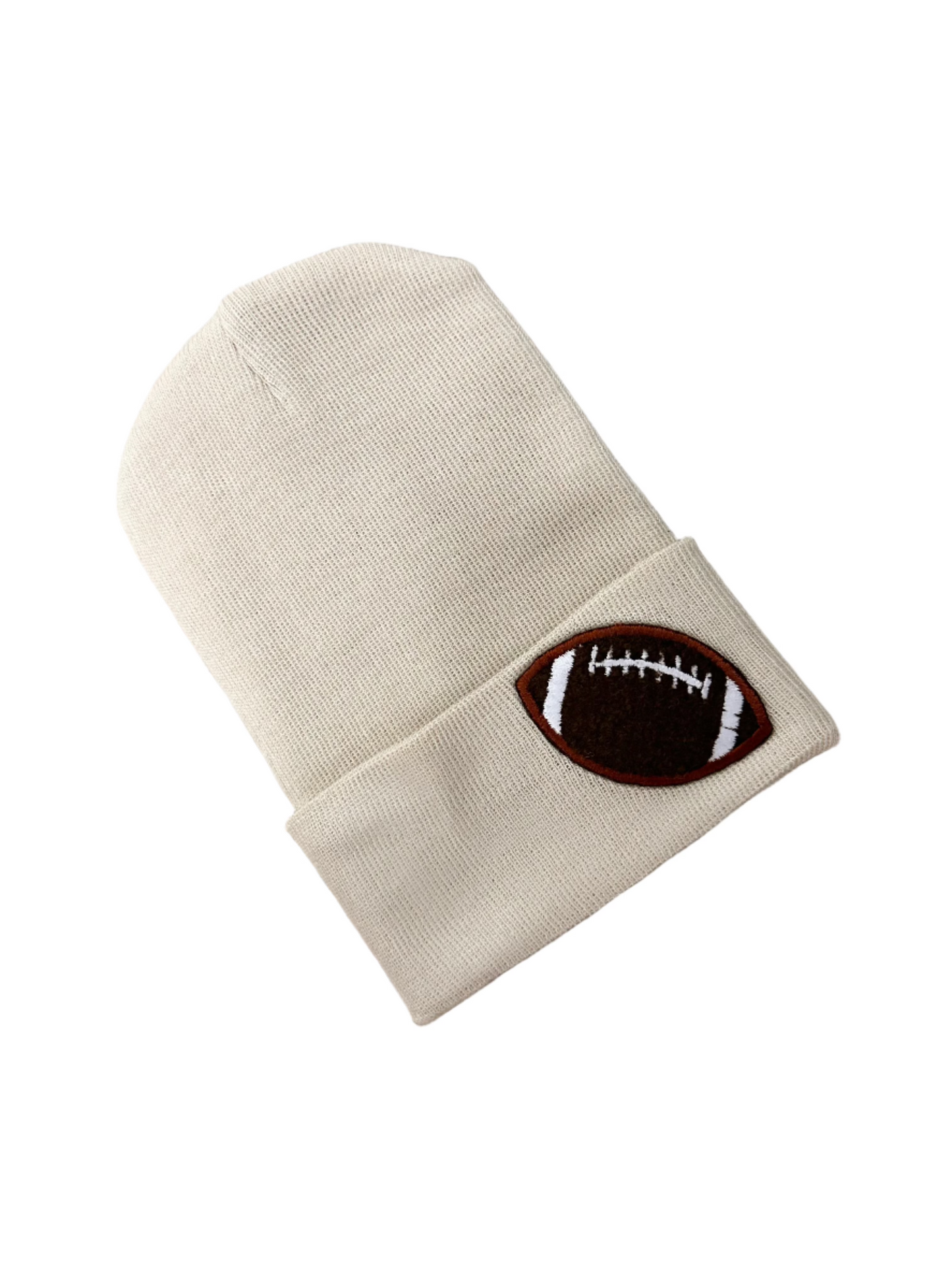 Beige Football Beanie