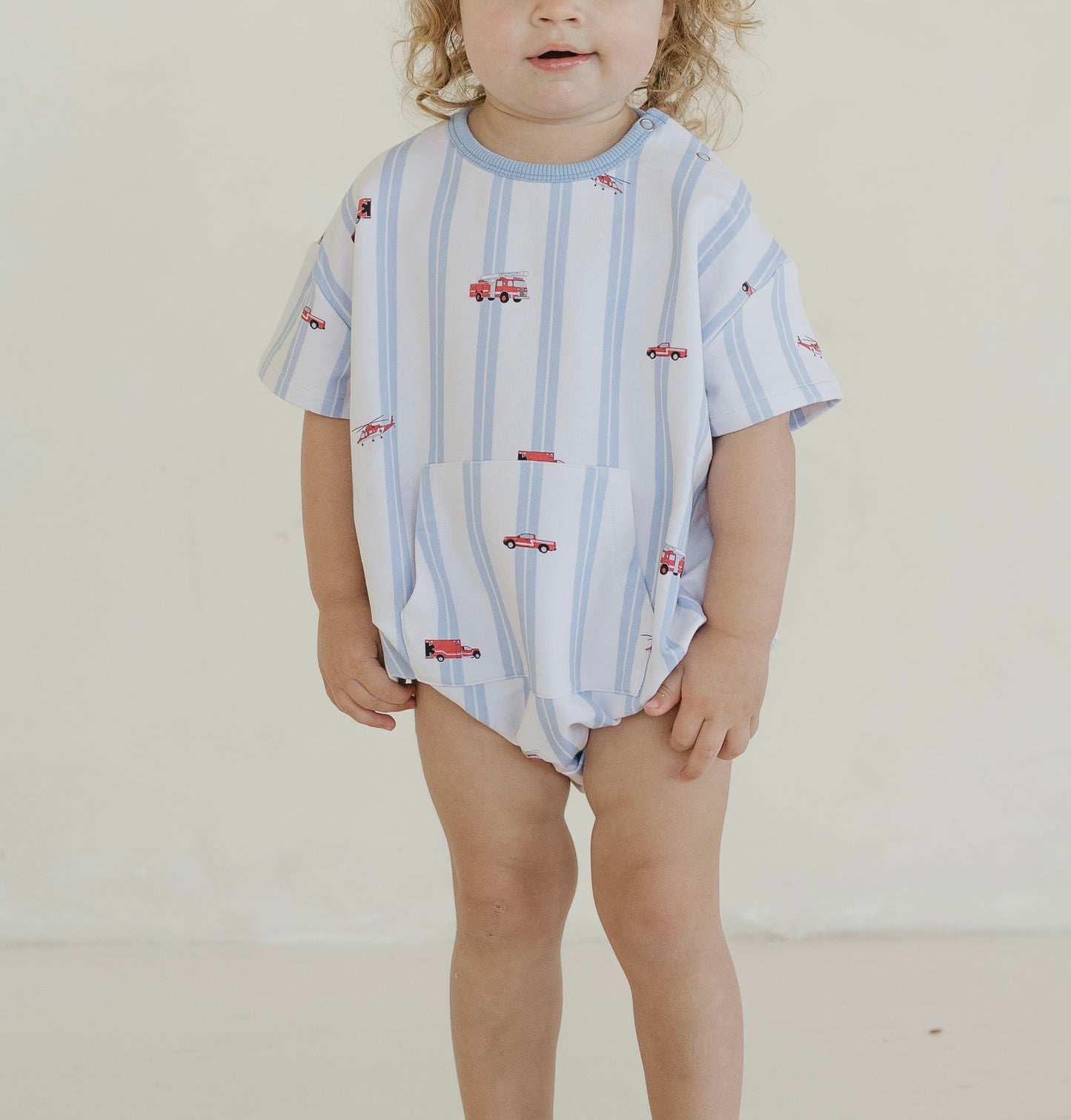 Fire Trucks Terry Romper