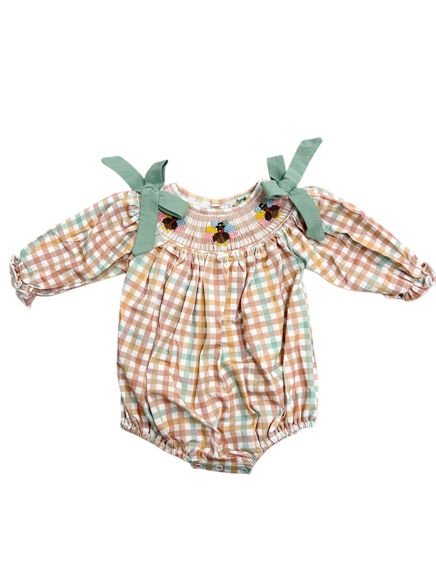 Gingham Turkey Girls Bubble