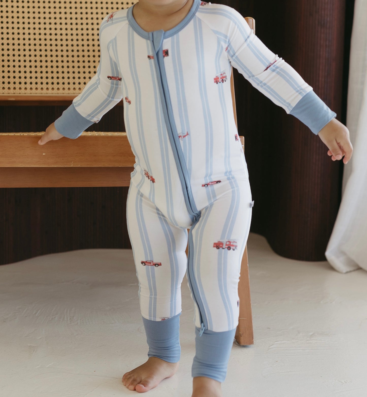 Fire Trucks Zipper Pajamas
