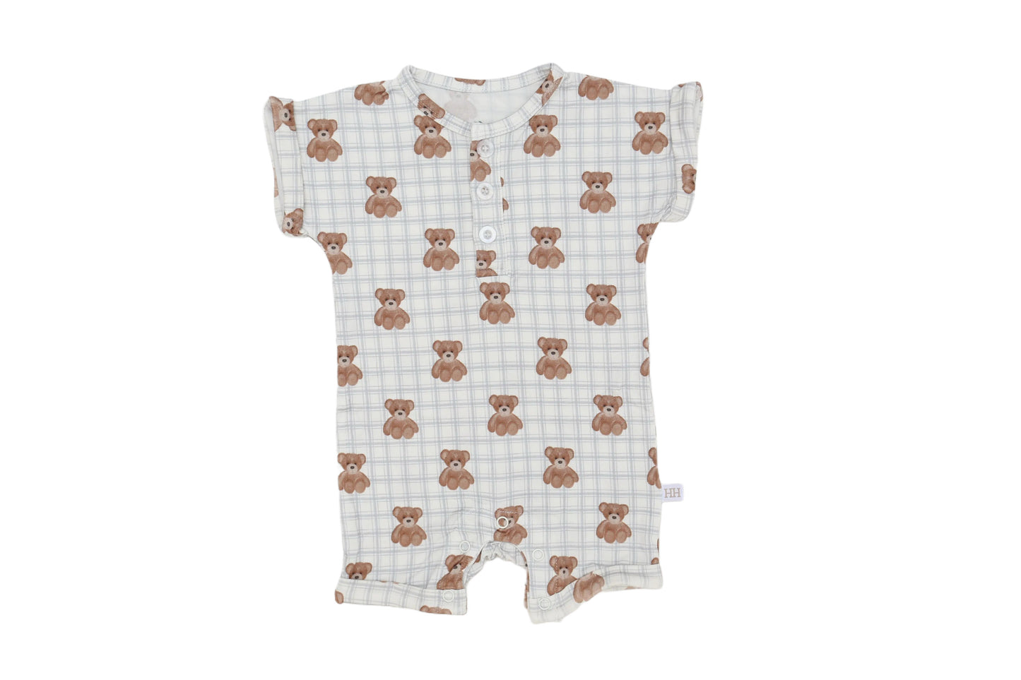Blue Beary Cute Button Romper