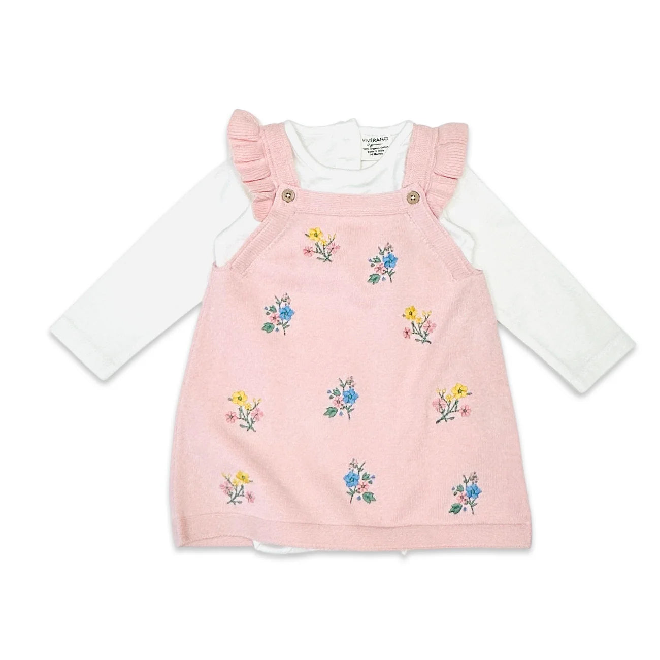 Ditsy Floral Embroidered Tunic Baby Knit Dress Set