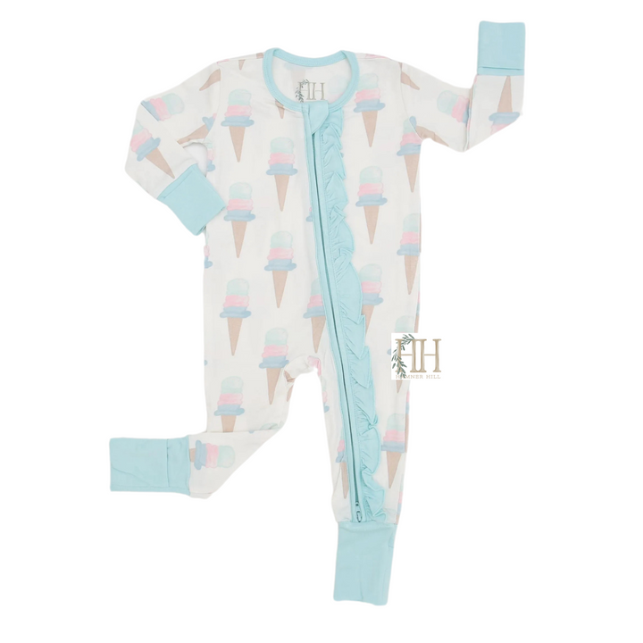 Ice Cream Double Zipper Romper