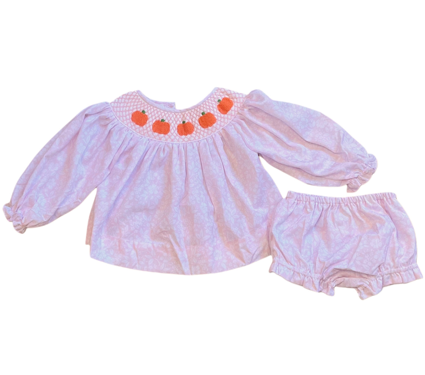 GIRLS SWEET PUMPKINS SMOCK BLOOMER SET