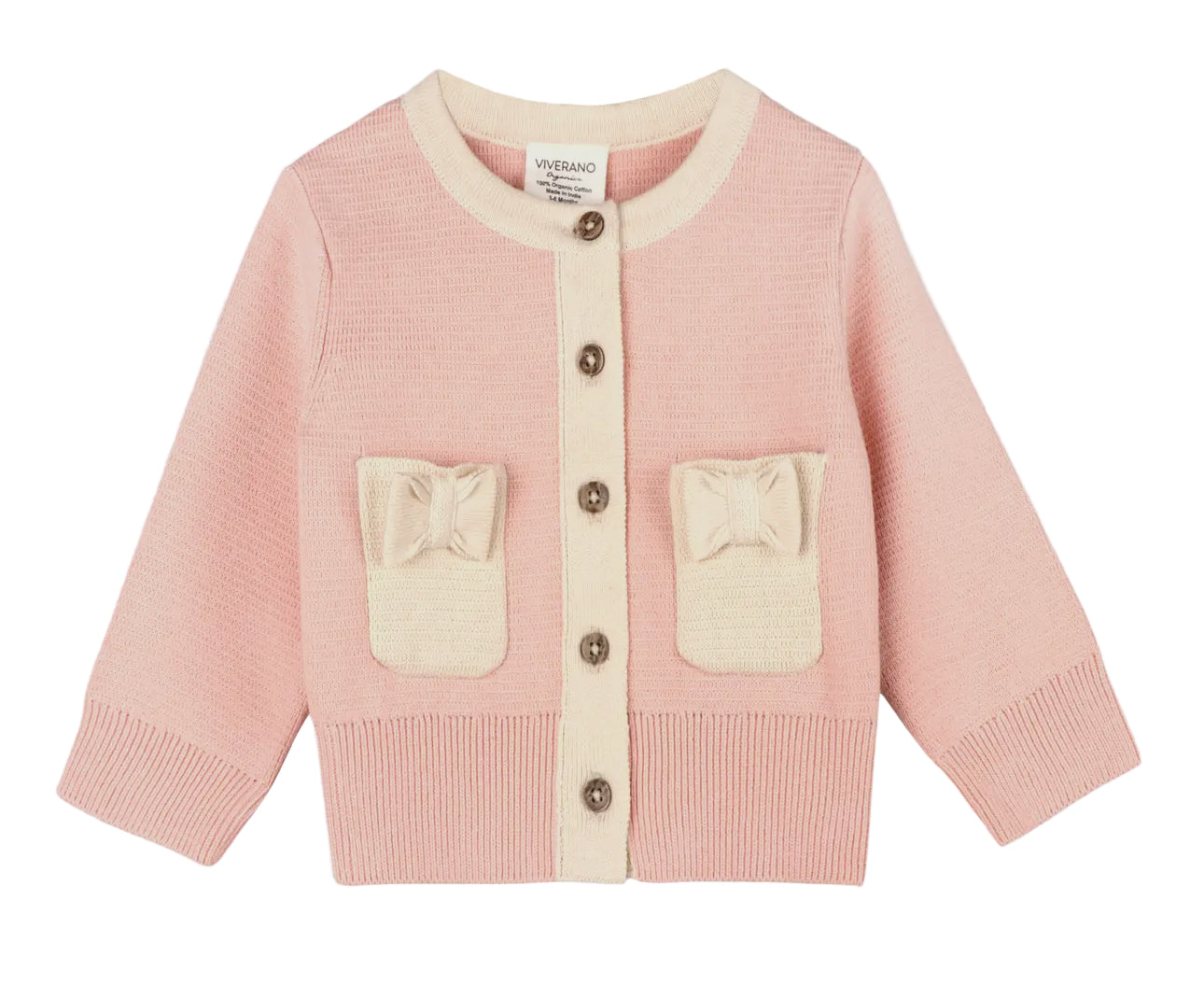 Bow Pockets Sweater Knit Baby Cardigan