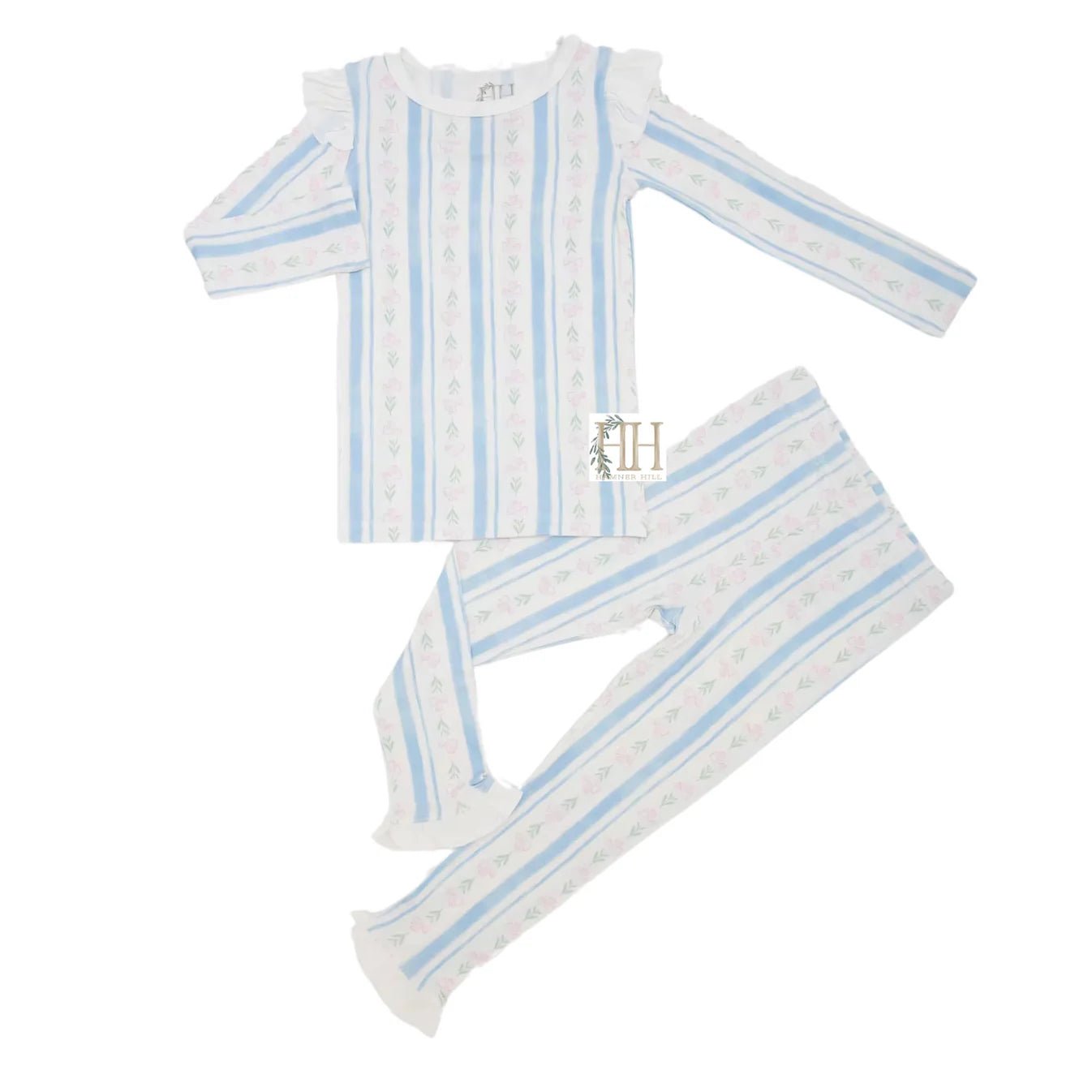 Girls Dainty Floral Ruffle Loungewear Set