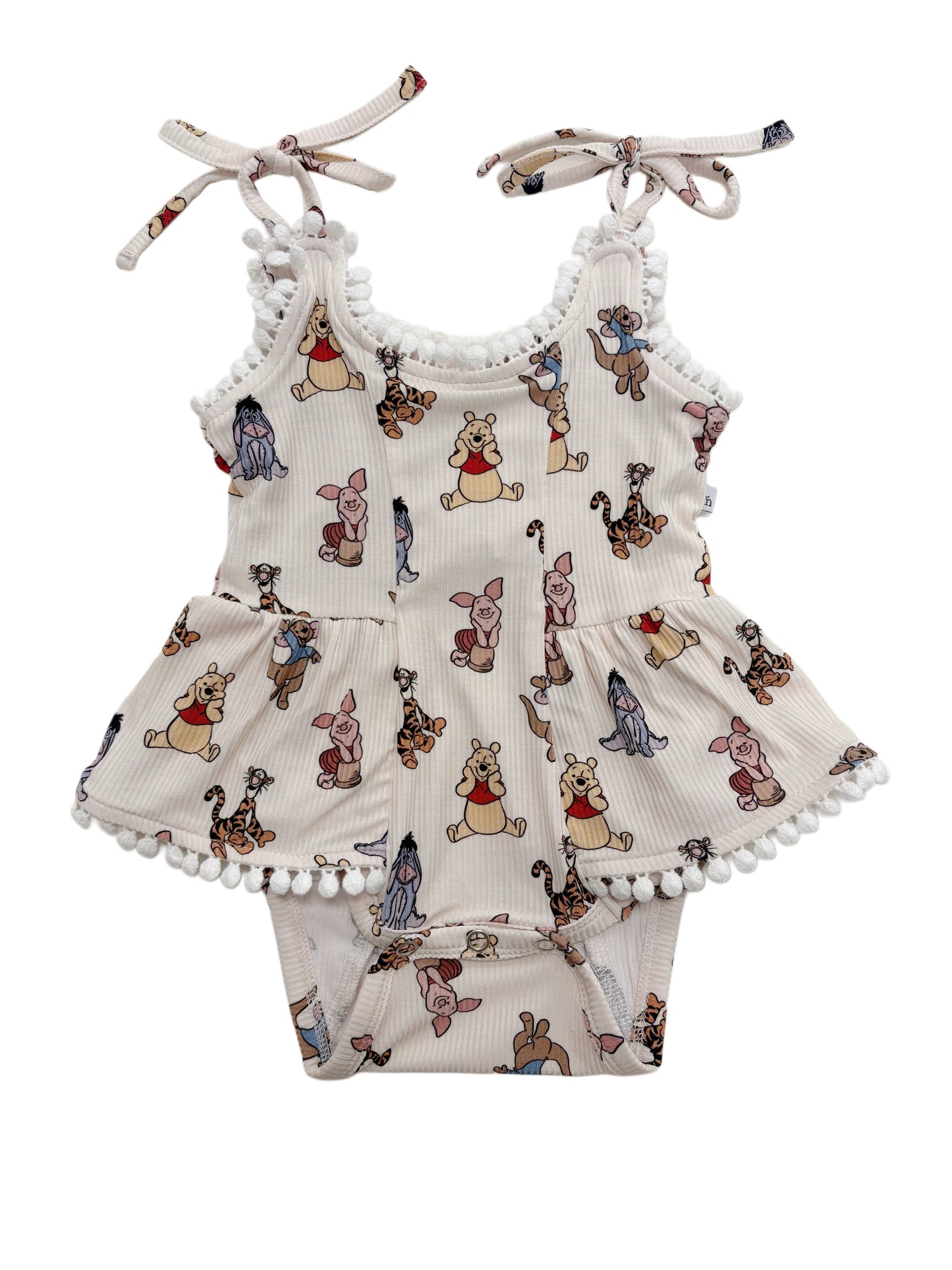 Pooh (Ribbed) | Bamboo Pom Twirl Romper