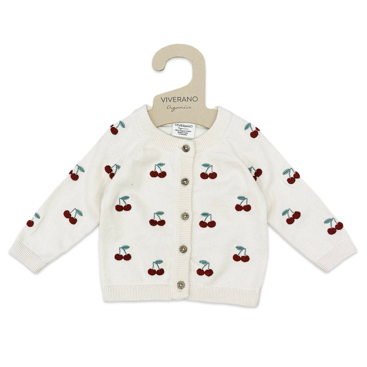 Cherry Embroidered Sweater Knit Baby Cardigan