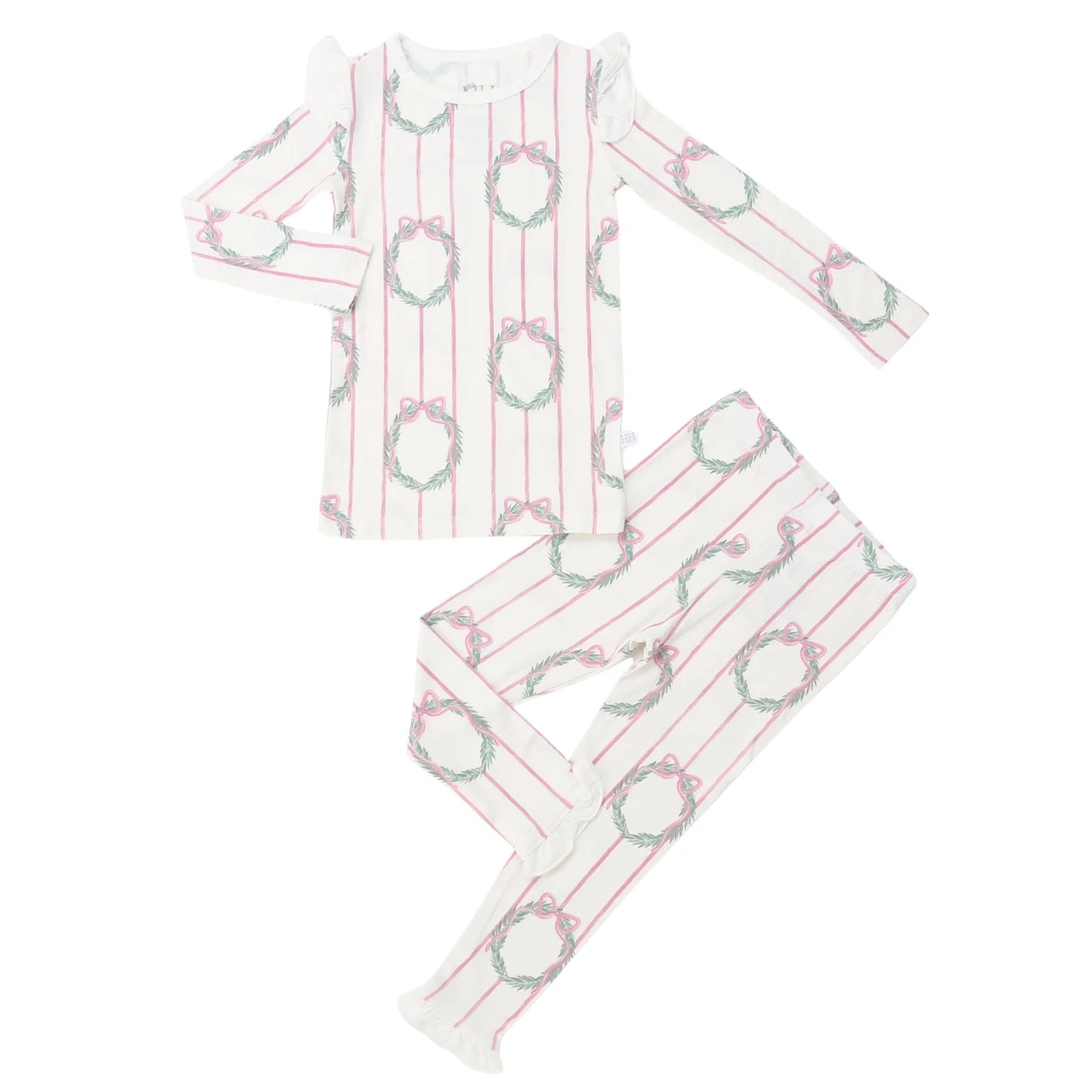 Pink Wreath Ruffle Loungewear Set