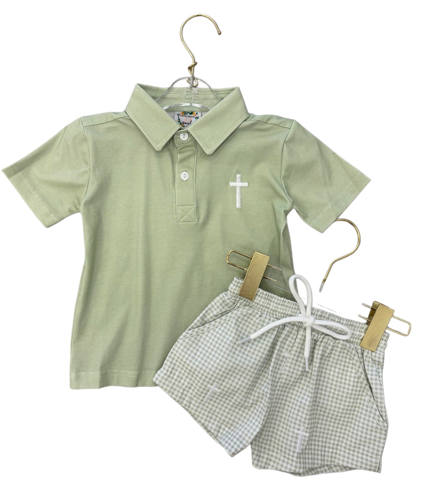 Boys Embroidered Crosses Short Set