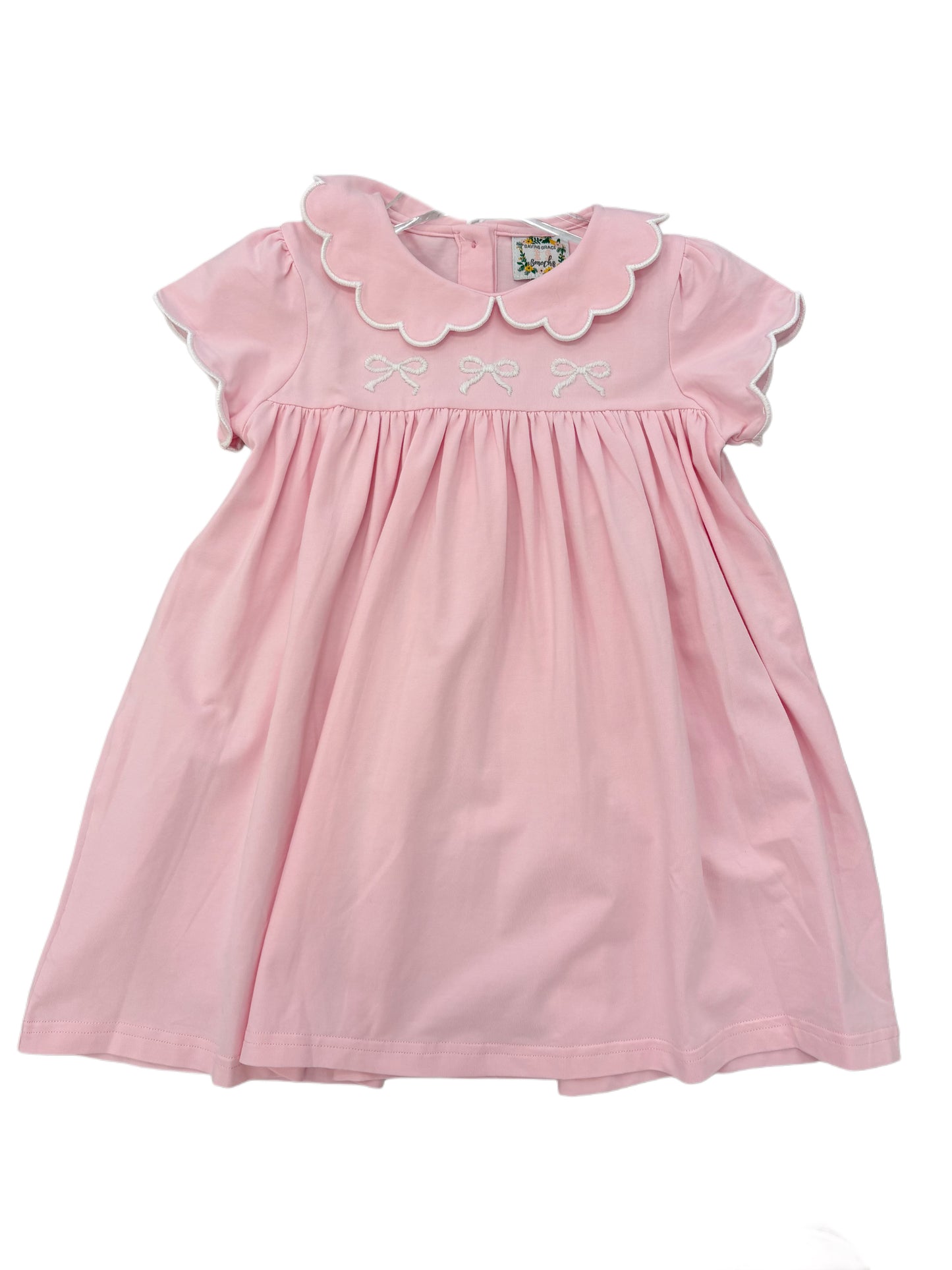 Girls Simple Bow Embroidered Dress