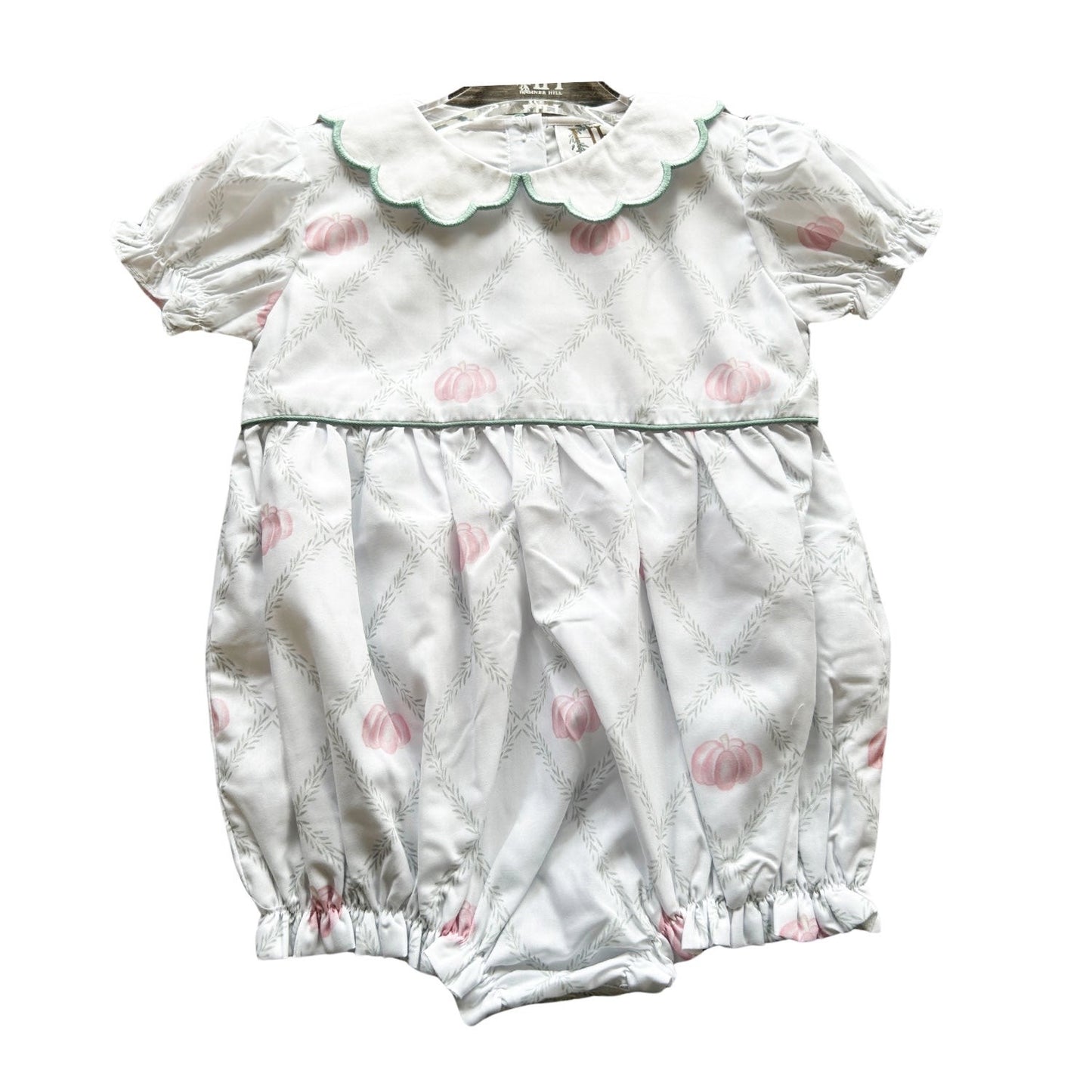 Girls Pumpkin Trellis Scalloped Collar Bubble