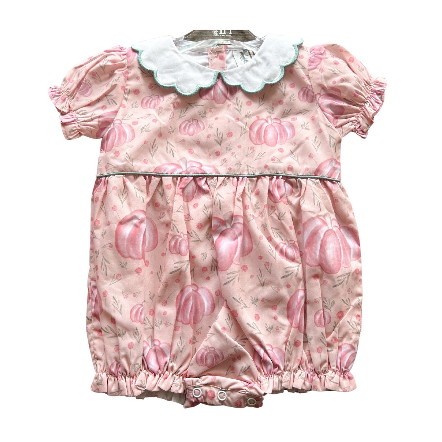 Girls Floral Pumpkin Scalloped Collar Bubble