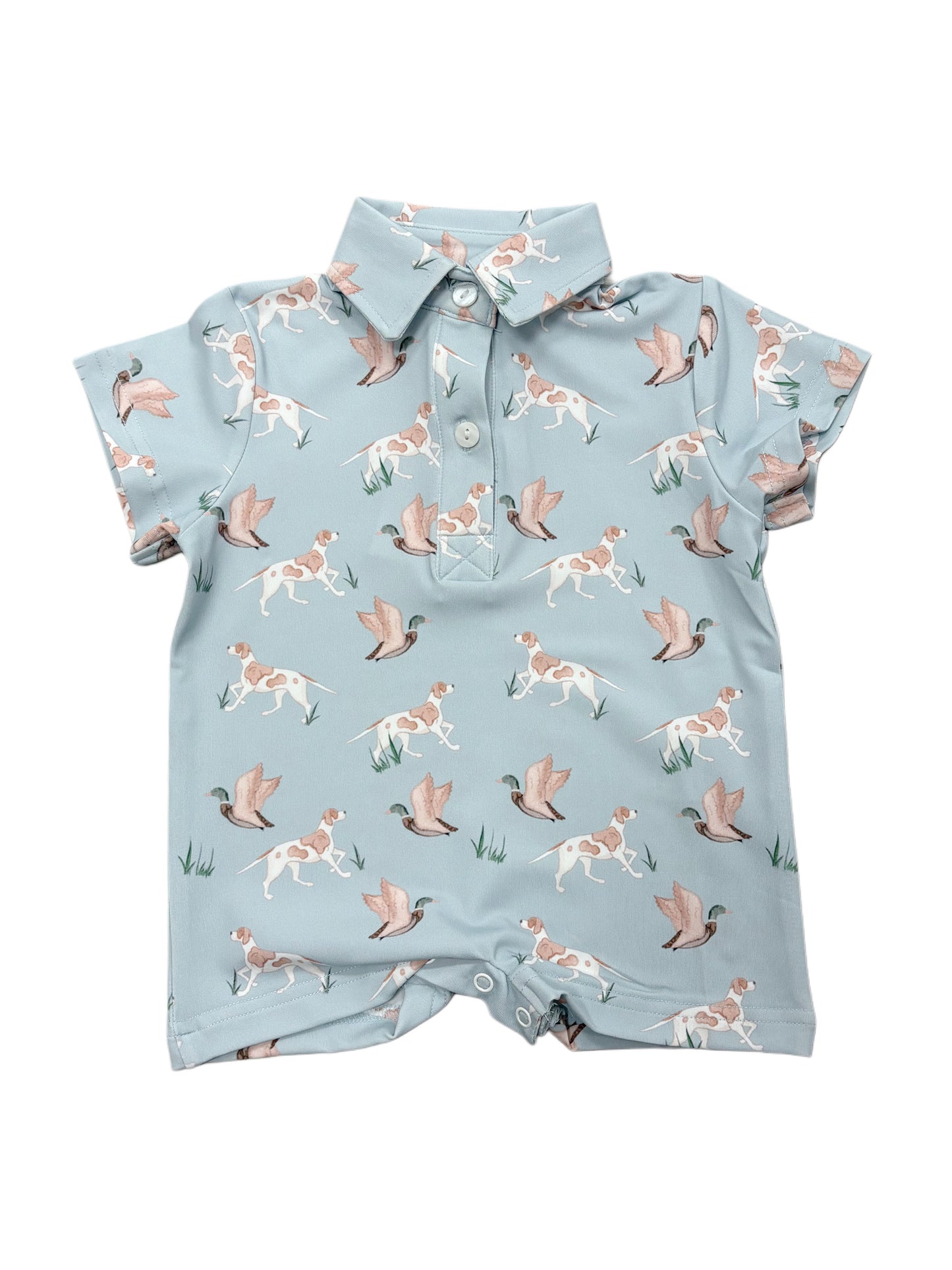 BOYS HUNTING DOG POLO ROMPER