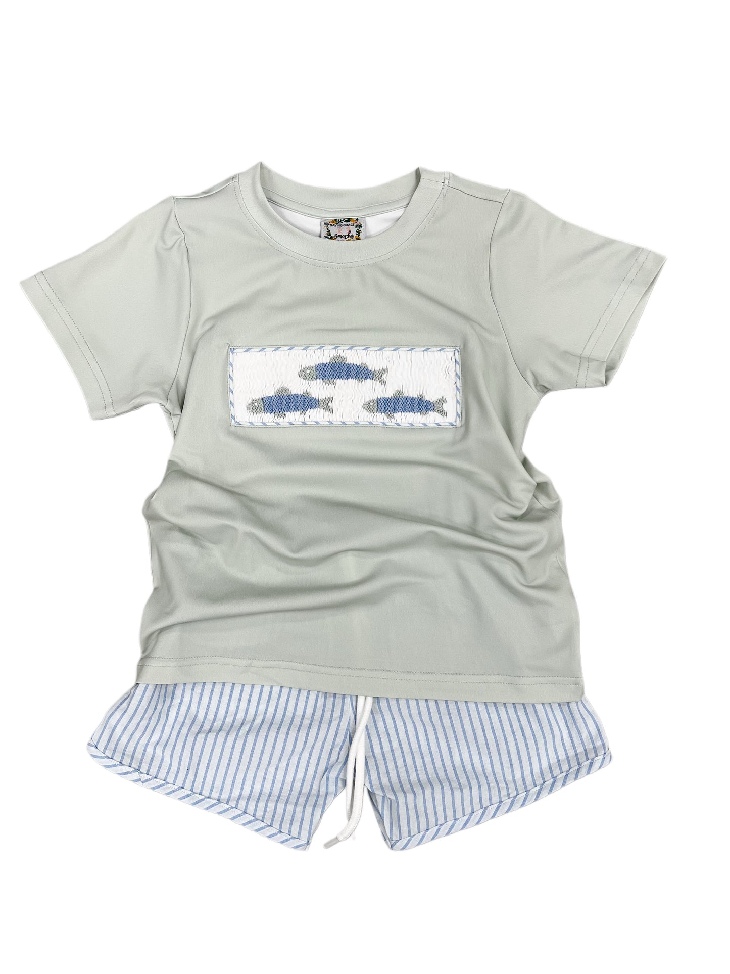 Blue Striped Fish Short Set
