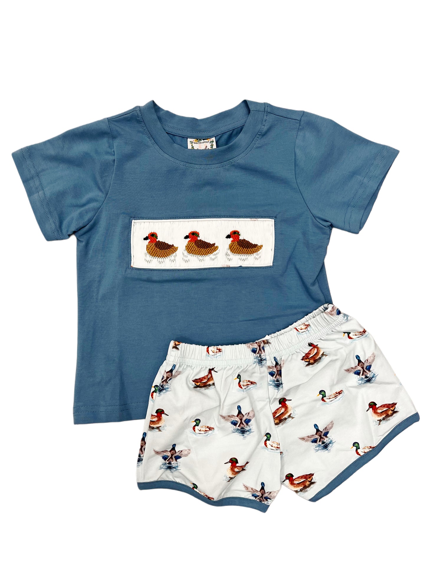 Boys Duck Pond Smocked Short Set