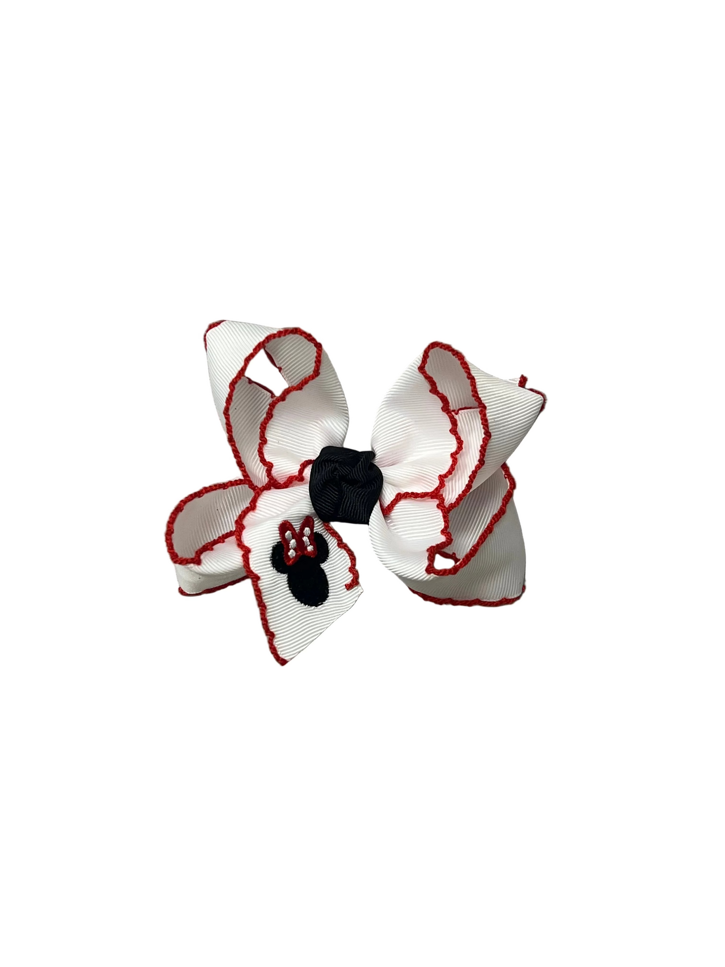 Embroidered Mouse Crochet Edge Bow