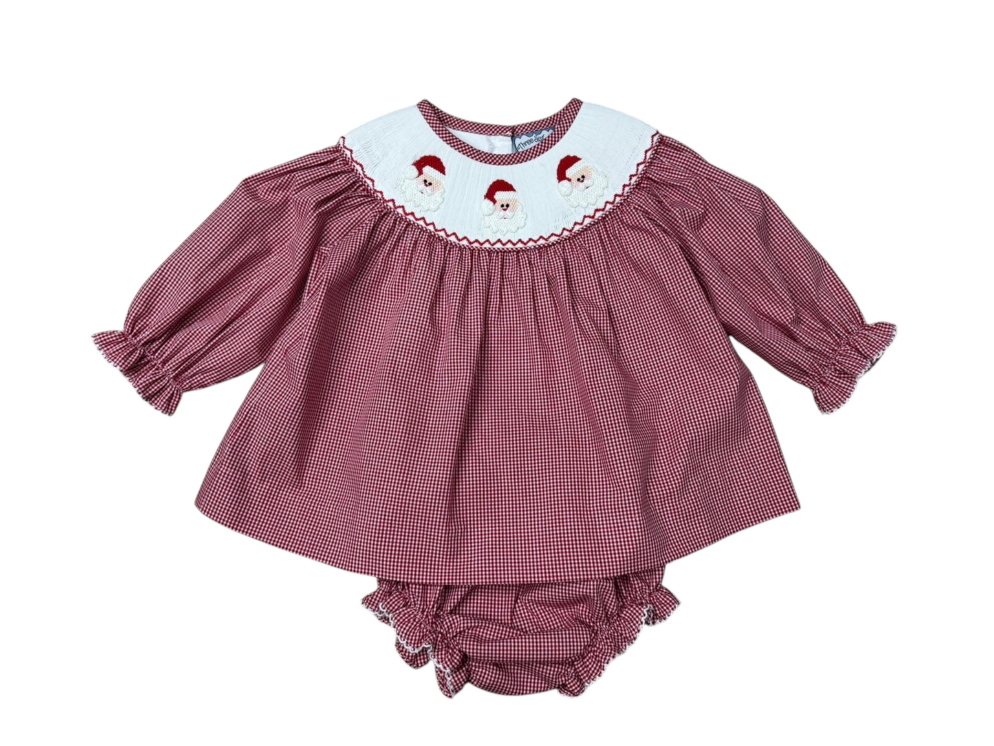 Santa Smocked Girls Bloomer Set