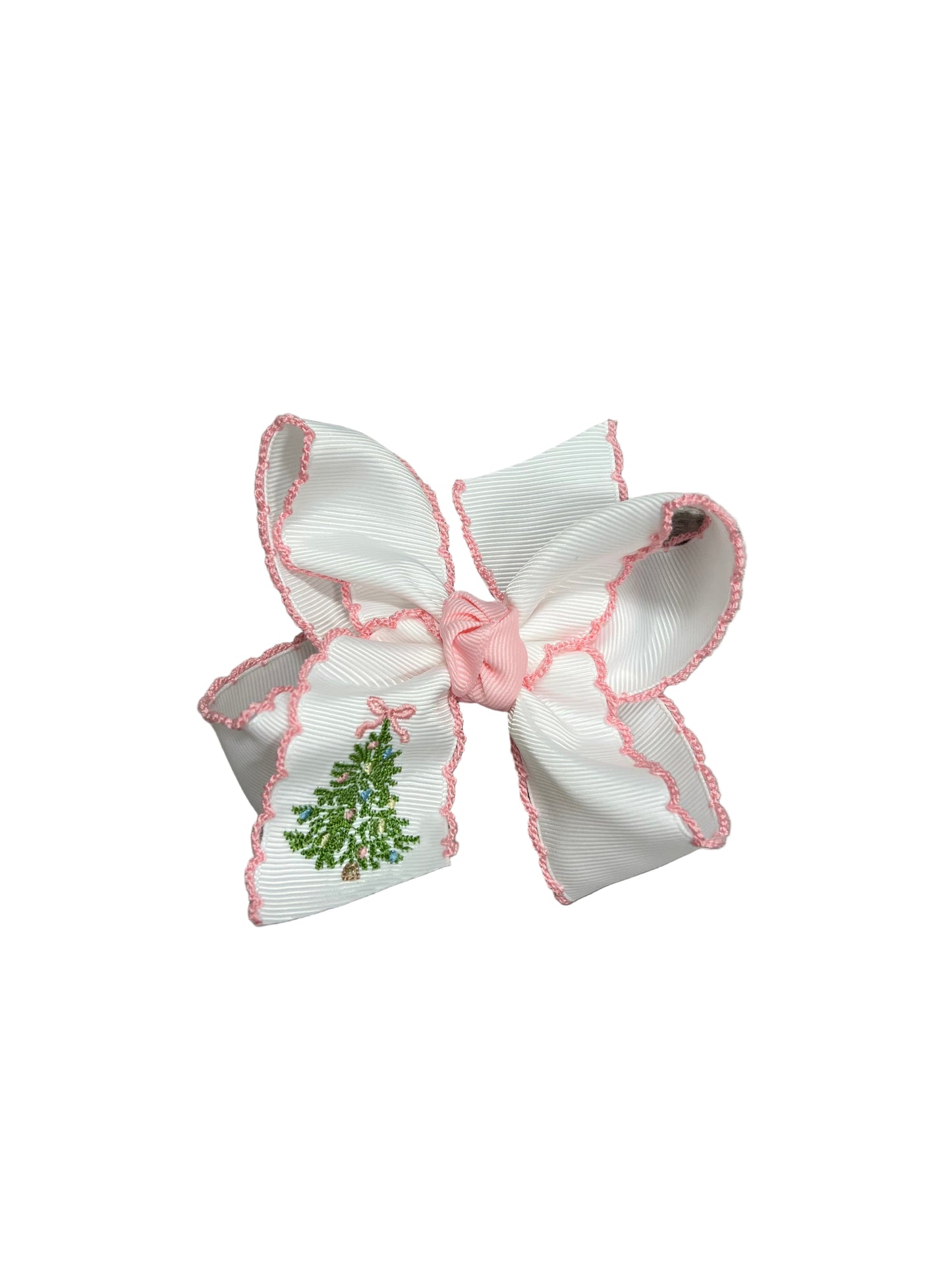 Pink Crochet Edge Christmas Tree Bow