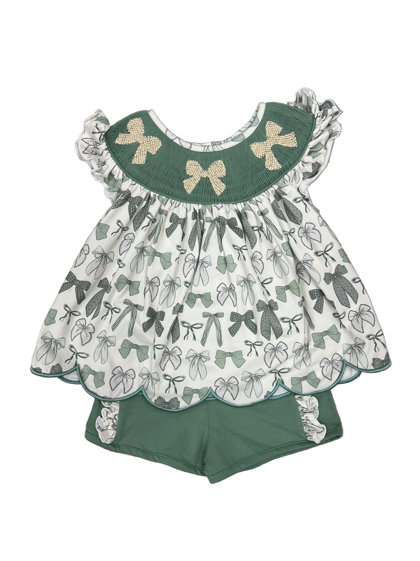 Sage Bows & Gingham Short Set