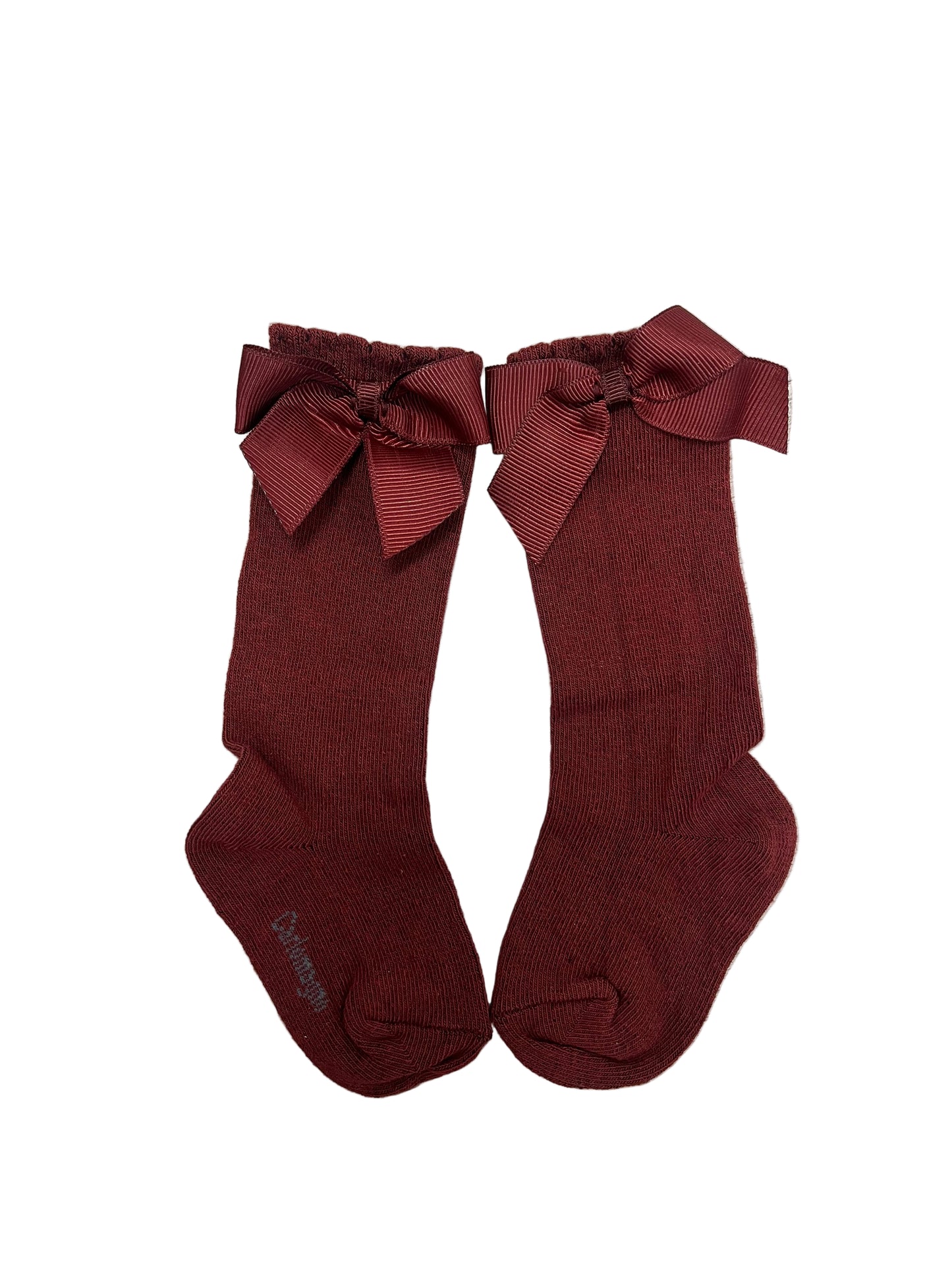 Scarlet- Cotton Knee Socks With Grosgrain Side Bow