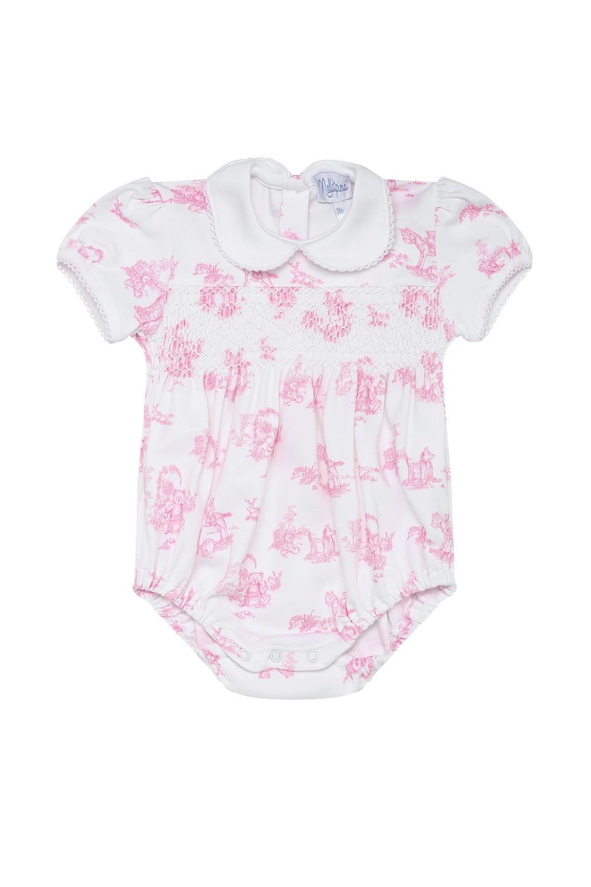 Pink Toile Smocked Bubble