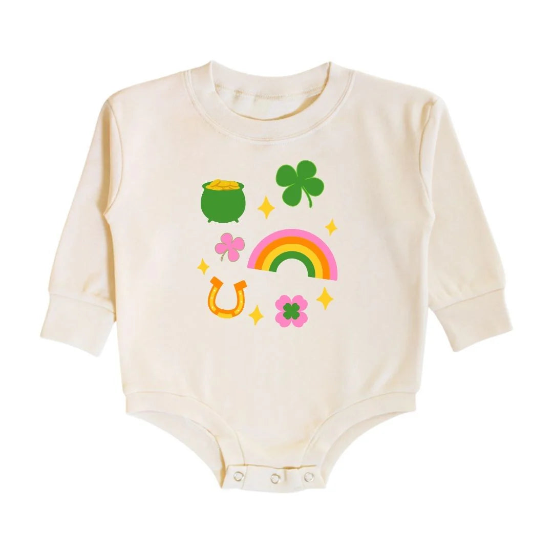 Lucky Doodle St. Patrick's Day Long Sleeve Romper