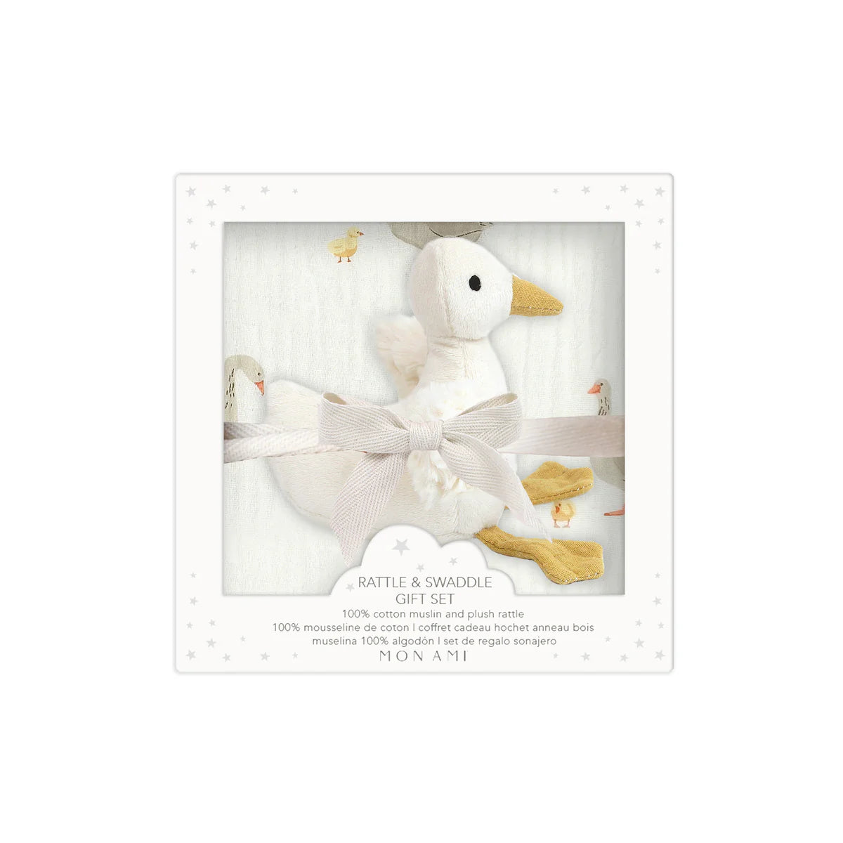 MOTHER GOOSE SWADDLE AND RATTLE GIFT SET