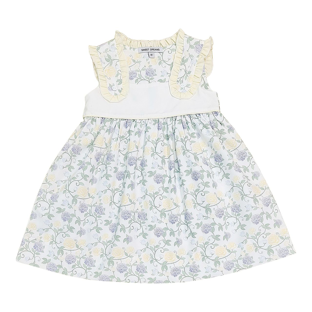 Yellow Ruffle Shoulder Floral Print Dress