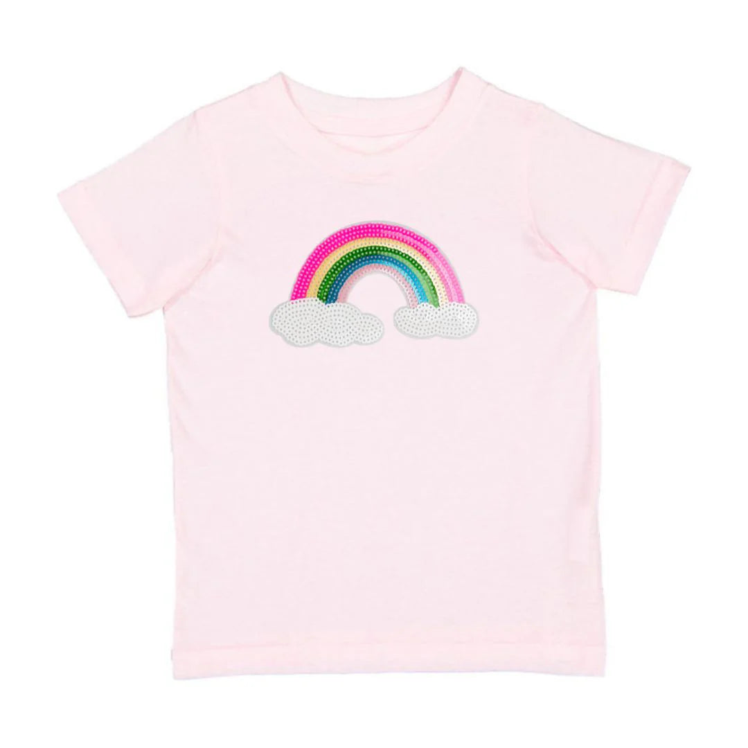 Rainbow Sequin Patch Short Sleeve T-Shirt