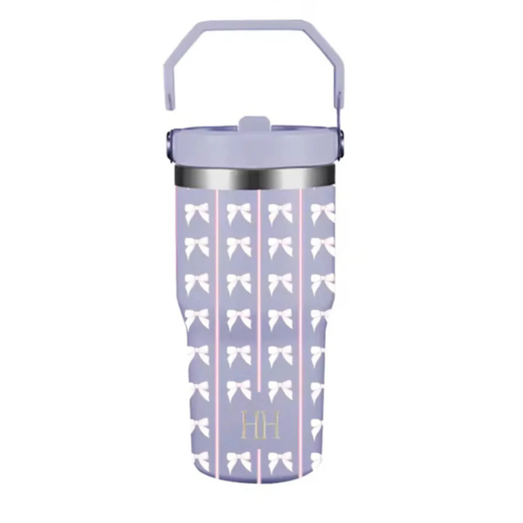 Striped Purple Bow Straw Cup|20 oz.