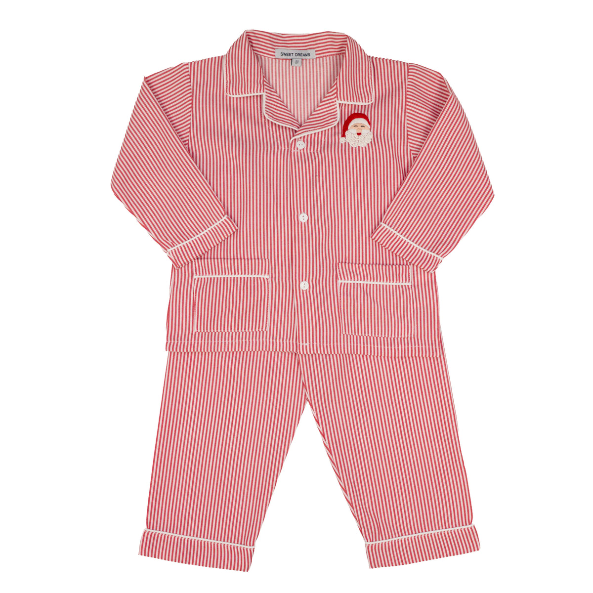 Santa Embroidered Red Stripe PJs