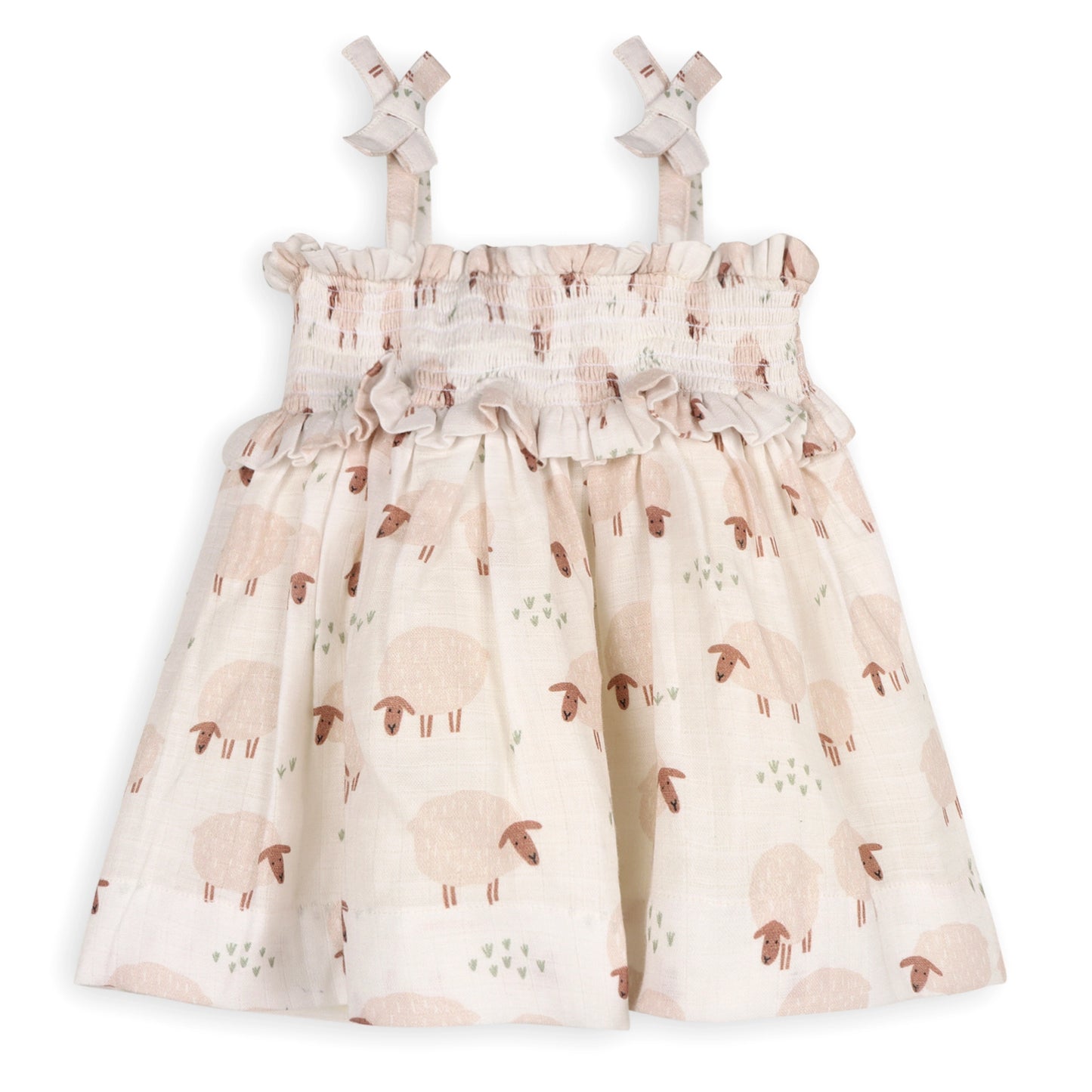 Sheep Baby Smocked Strap Dress+Bloomer Set