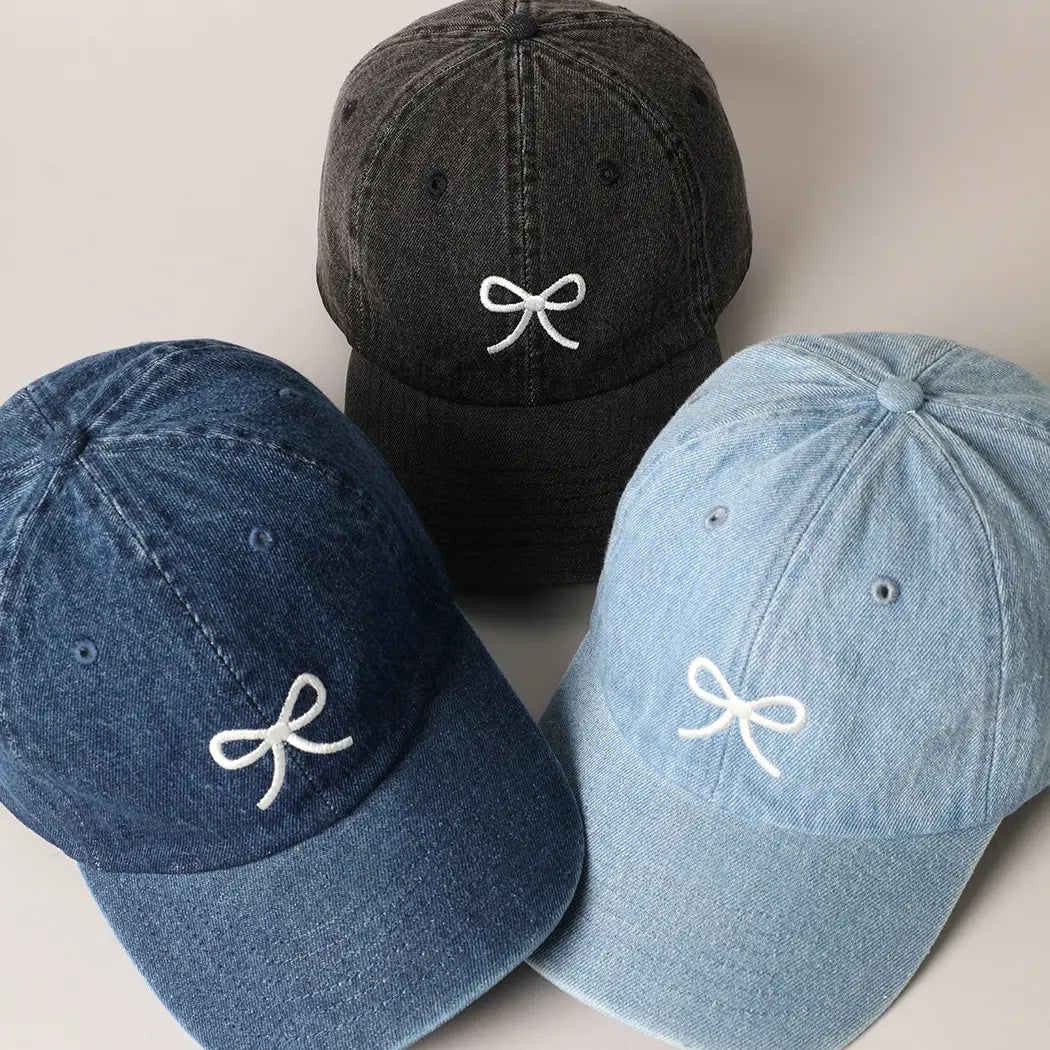 Trendy Bow Embroidered Denim Cap