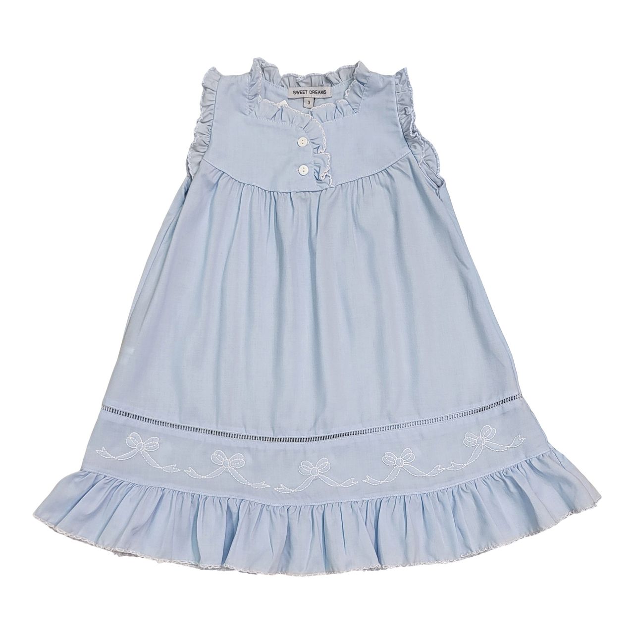 Shadow Stitch Embroidered Bow Blue Gown