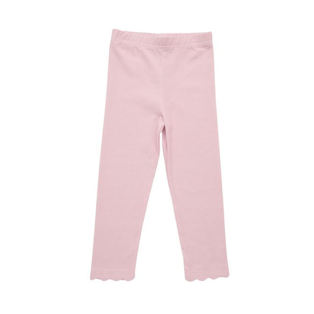 Scalloped Leggings- Light Pink Micro Gingham