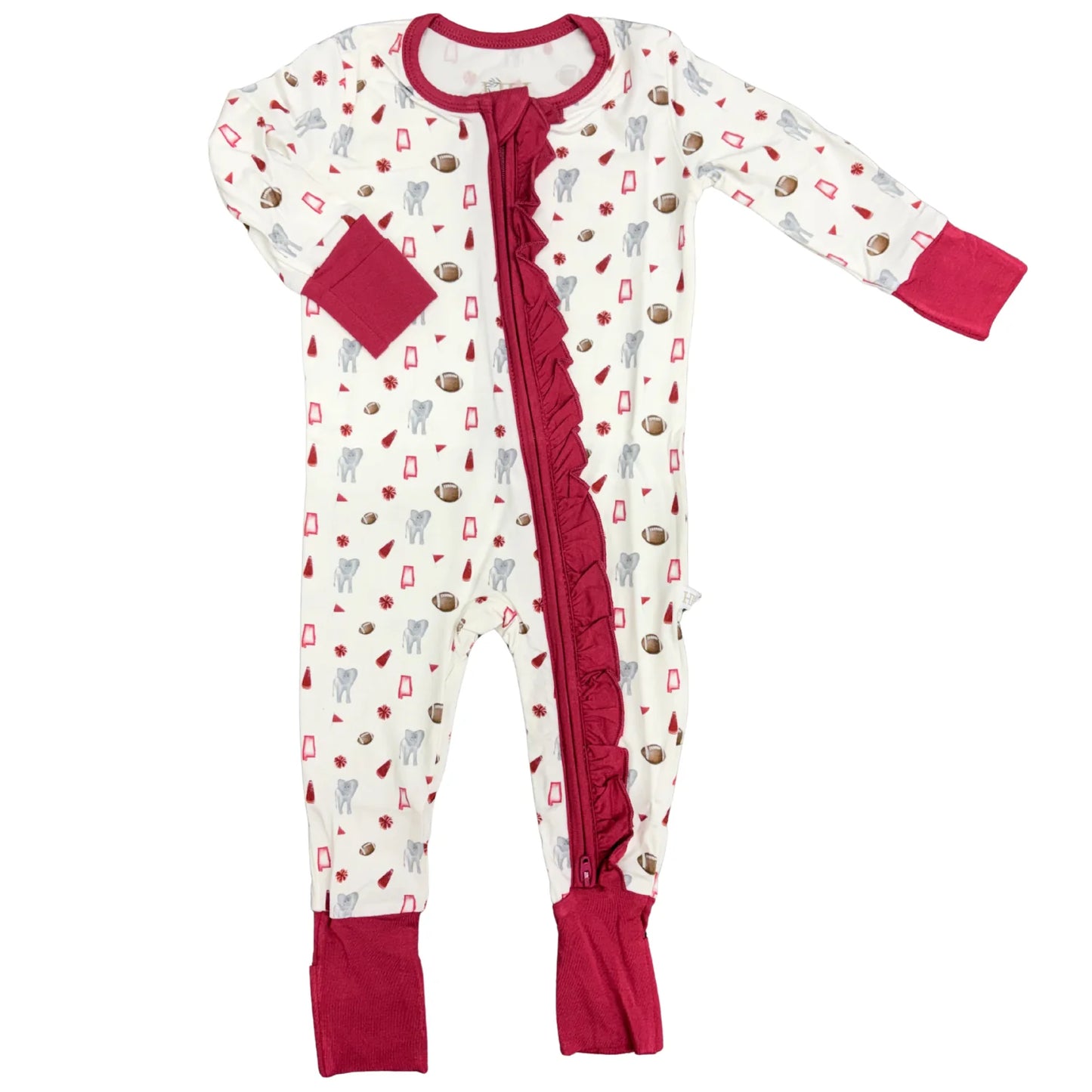 Girls Elephant Ruffle Zipper Romper