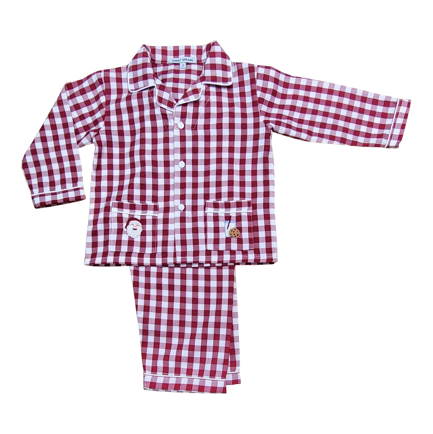 Santa Gingham Cookie Pajamas