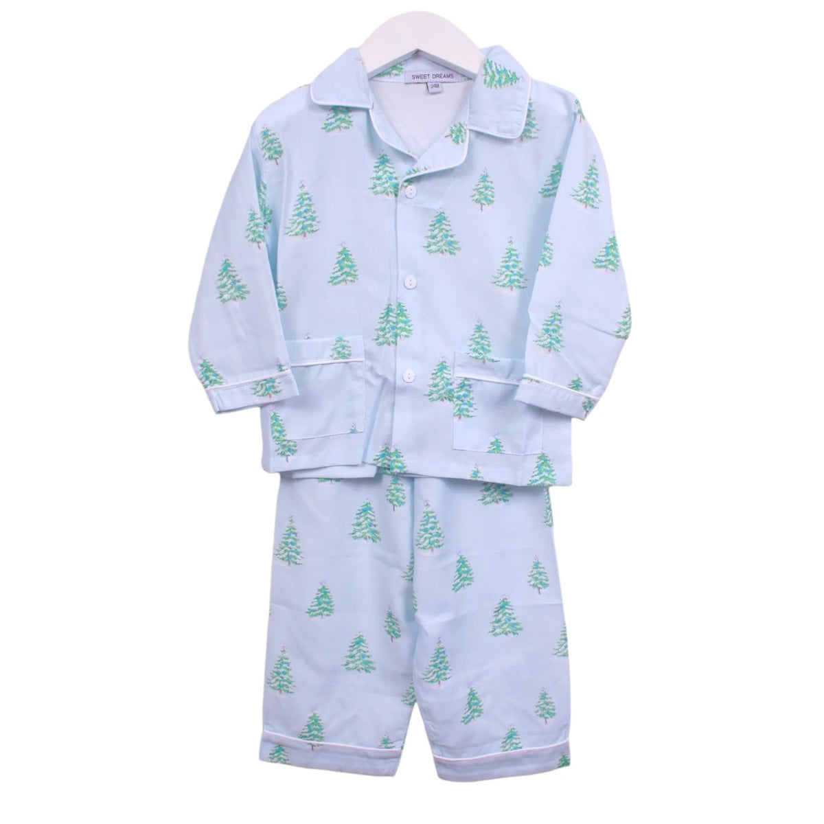 Christmas Tree Print Blue PJs