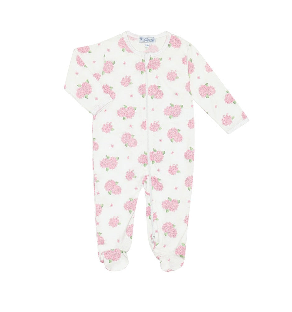 Hydrangeas Zipper Footie