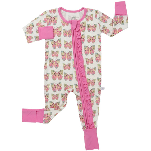 Girls Butterfly Double Zipper Romper
