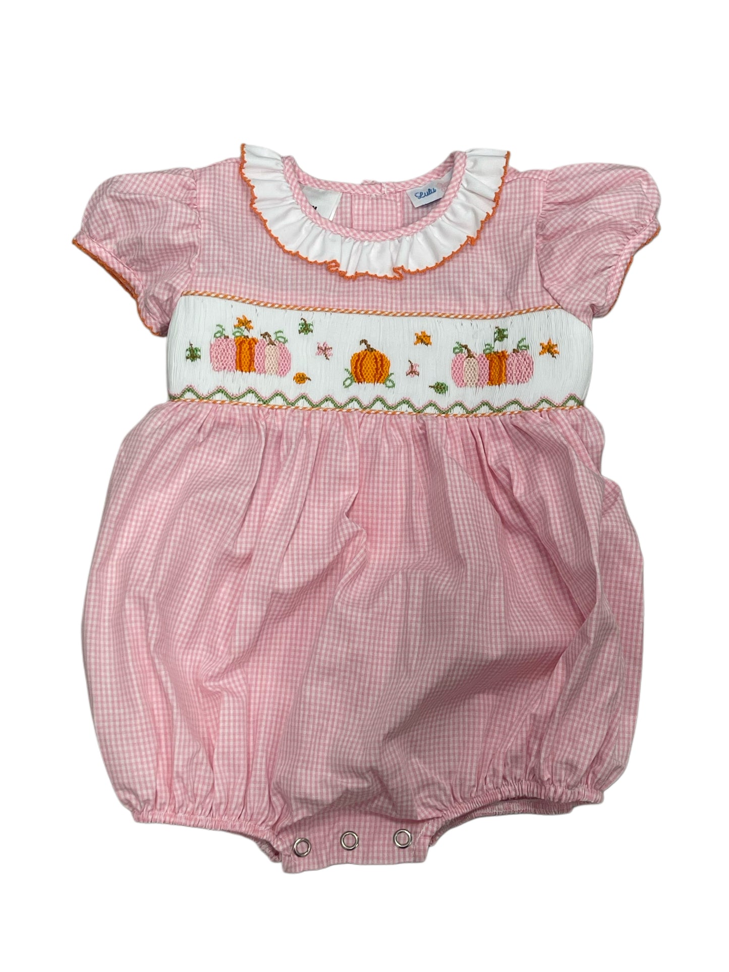 Pink Pumpkin Smocked Waist Bubble