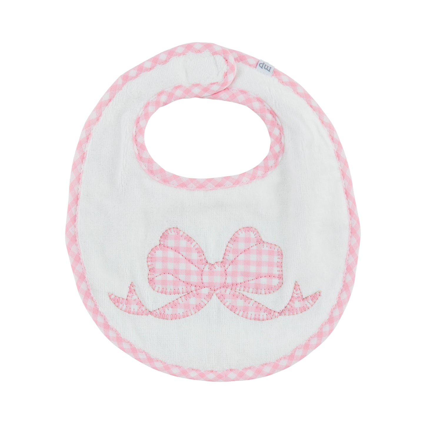 Gingham Bow Applique Terry Bib