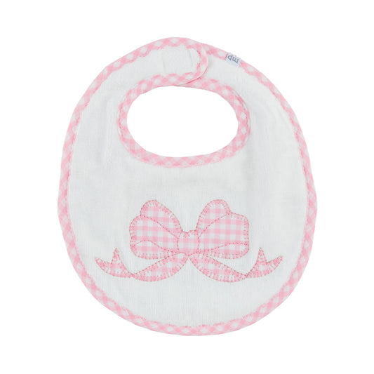 Gingham Bow Applique Terry Bib