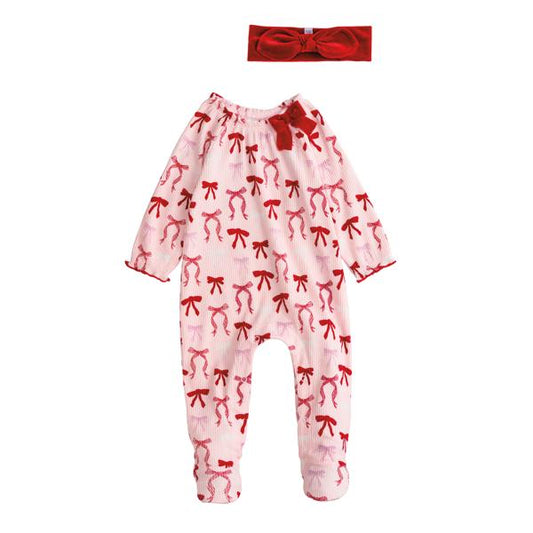 Christmas Bow Sleeper & Headband Set