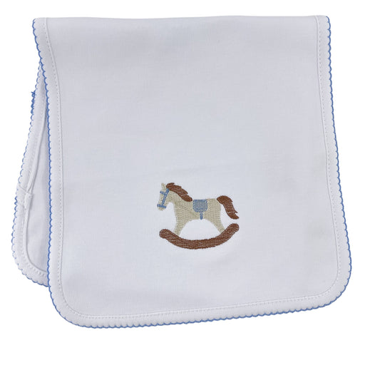 Rocking Horse Embroidery Burp Cloth